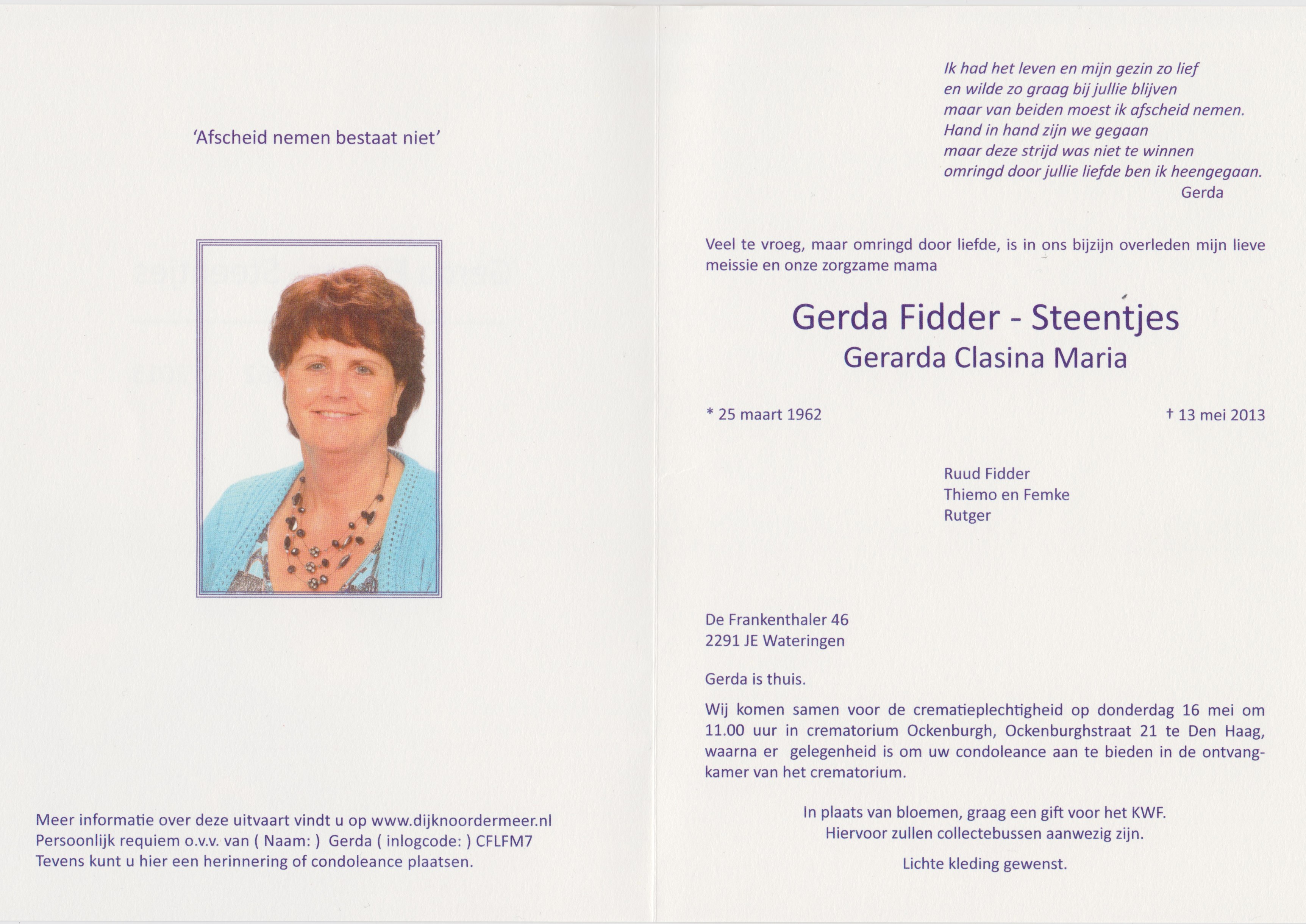 In memoriam Gerda Fidder - Steentjes