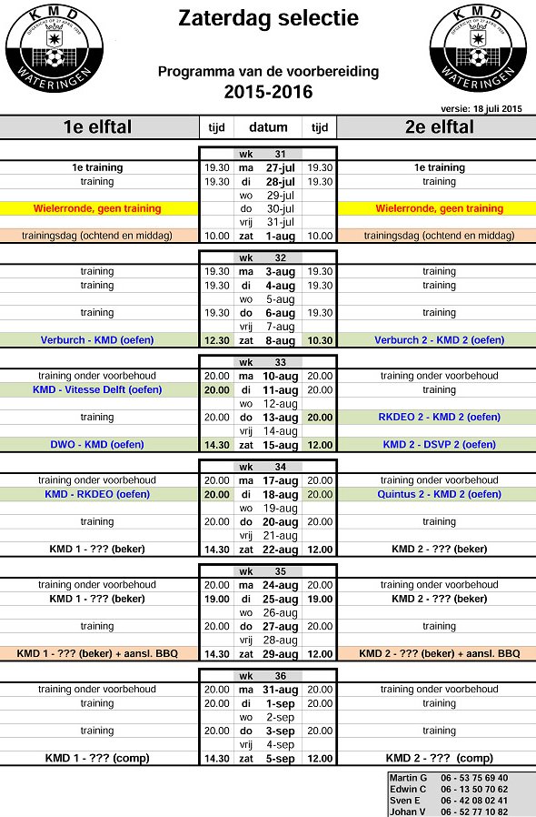 Trainingschema voorbereiding selectie KMD