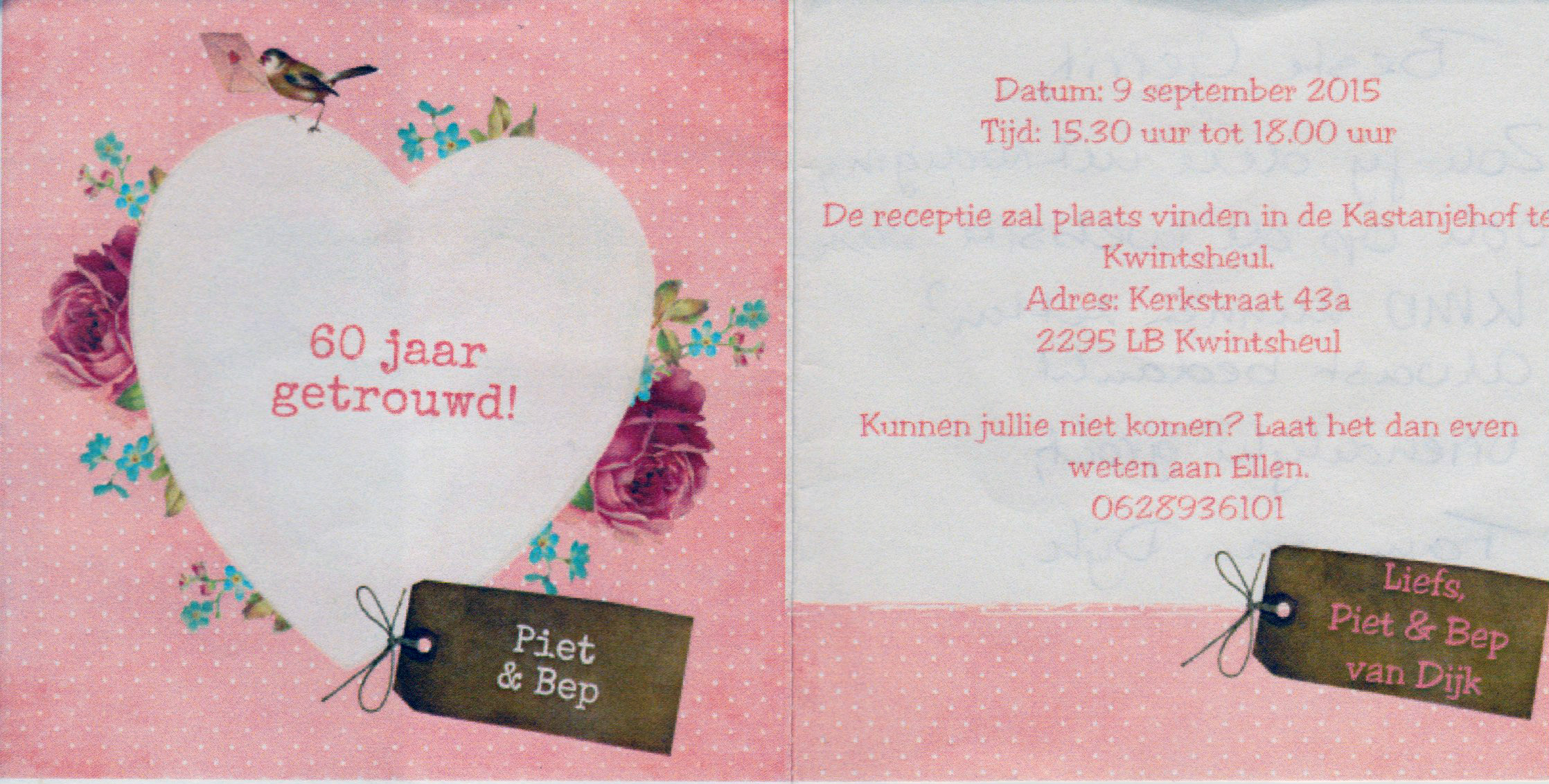 Bep en Piet v Dijk 60 jaar getouwd