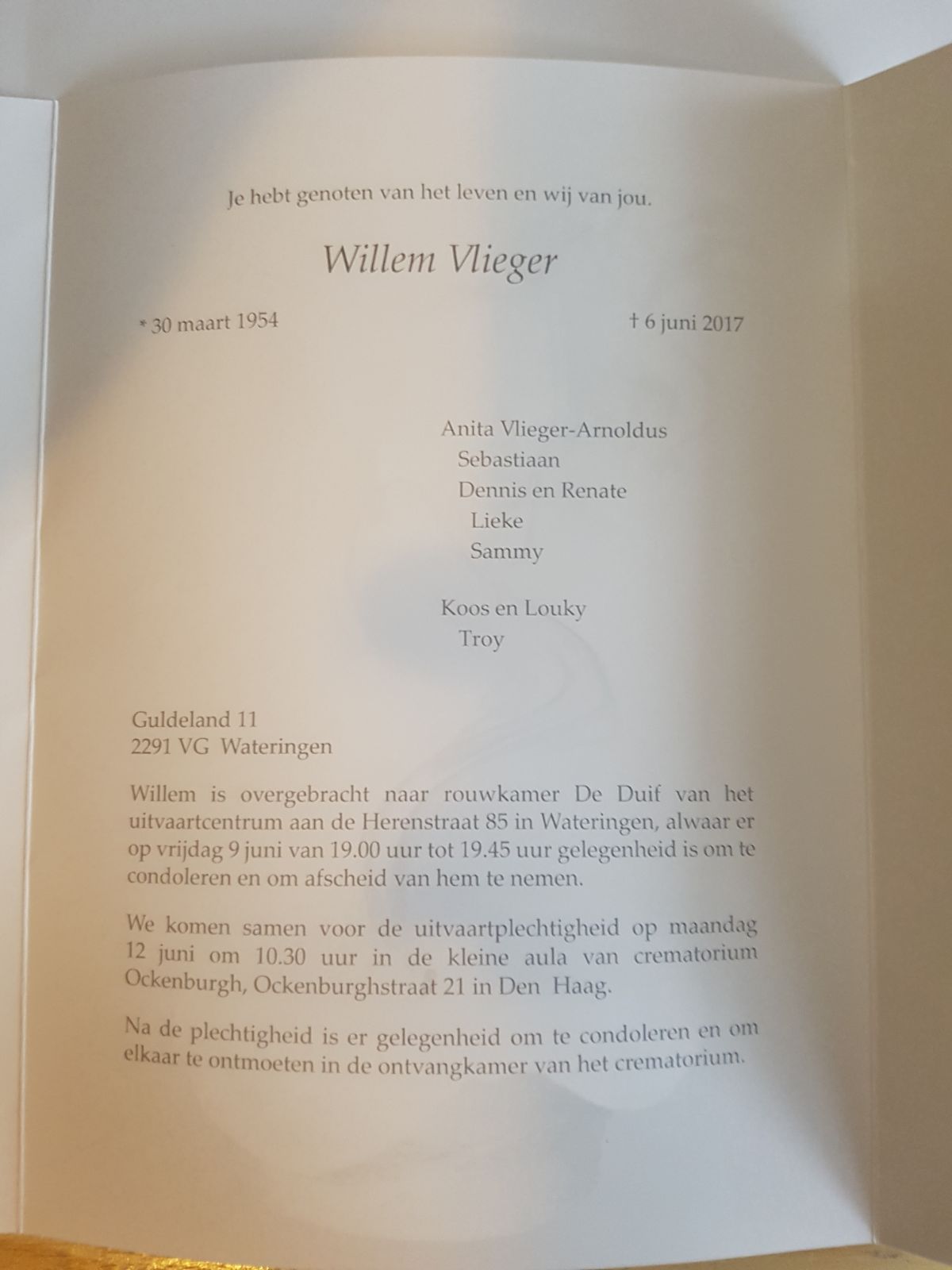 In memoriam Willem Vlieger