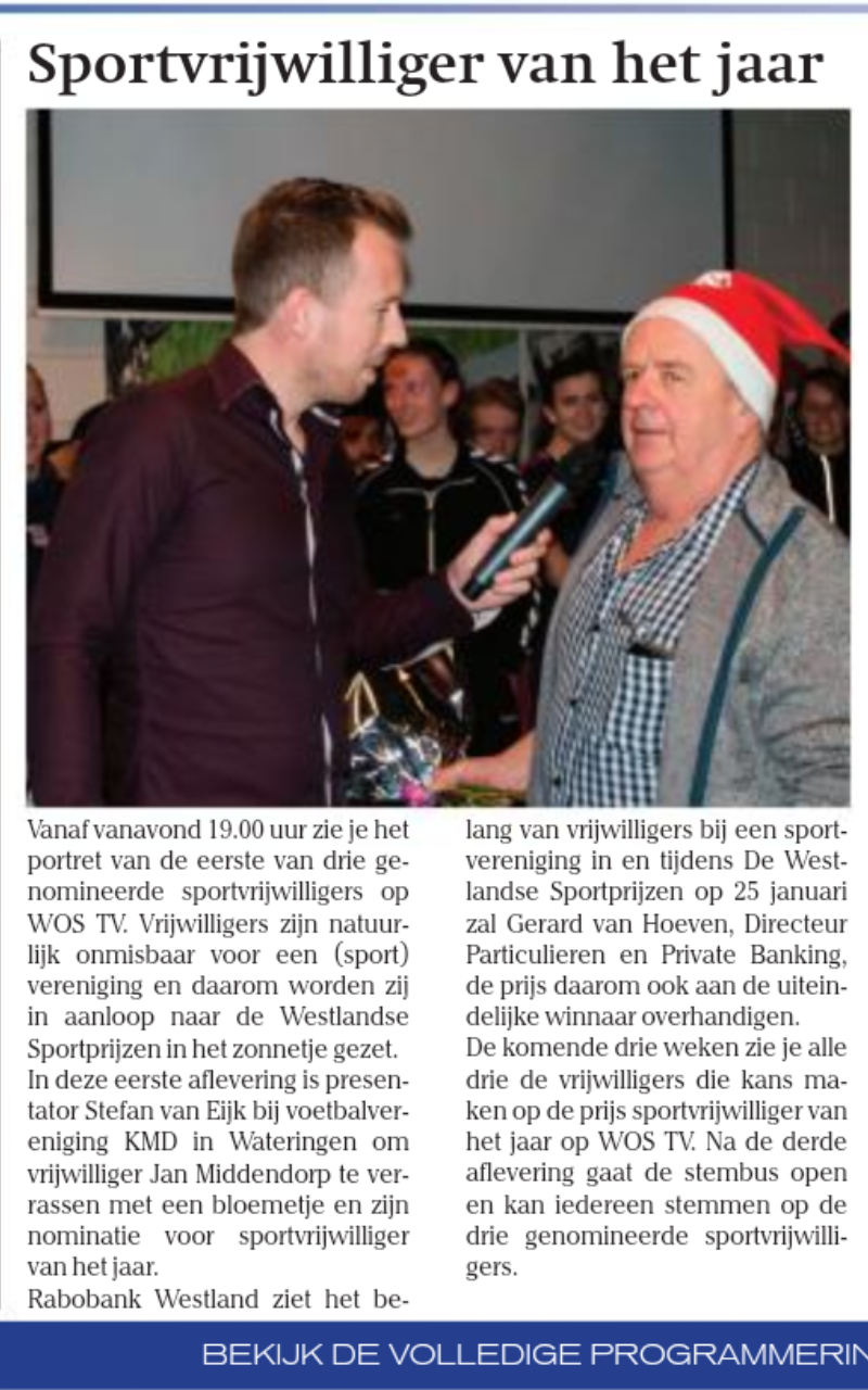 Ons bestuurslid Jan Middendorp genomineerd