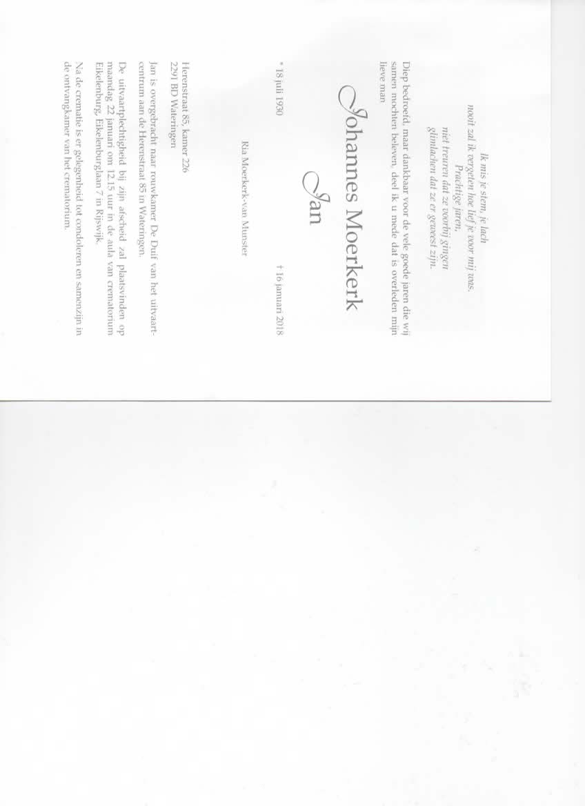 In memoriam Jan Moerkerk