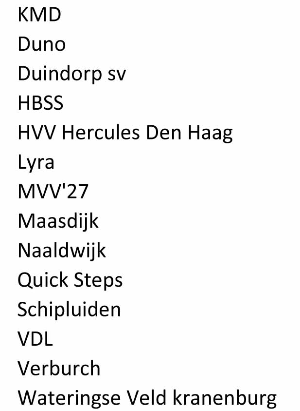 Indeling KMD 1 3e klasse B 2018-2019