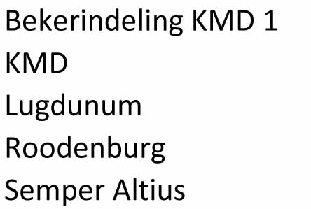 Indeling KMD 1 beker 2018-2019
