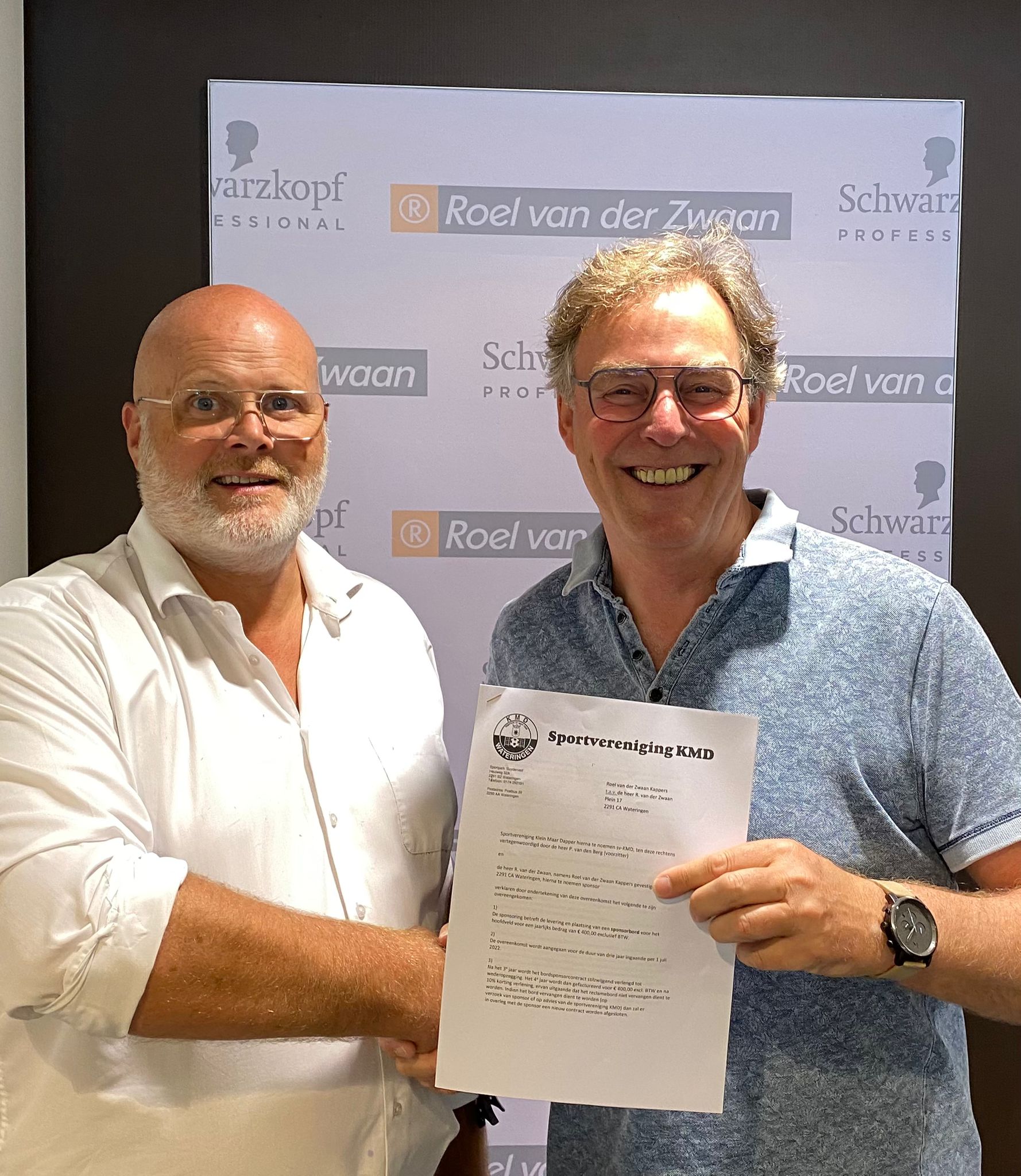 KMD is blij met de nieuwe sponsor Roel van der Zwaan Kappers!
