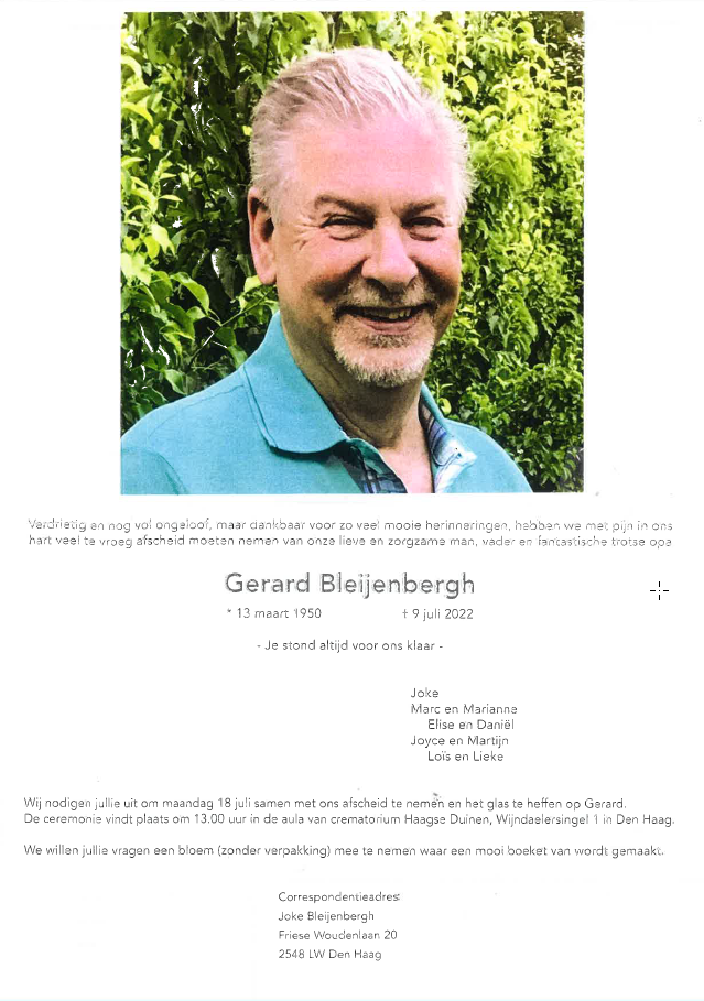 In Memoriam: Gerard Bleijenbergh en Gé Borger.