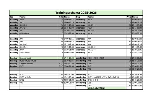 Trainingsschema KMD 25-26