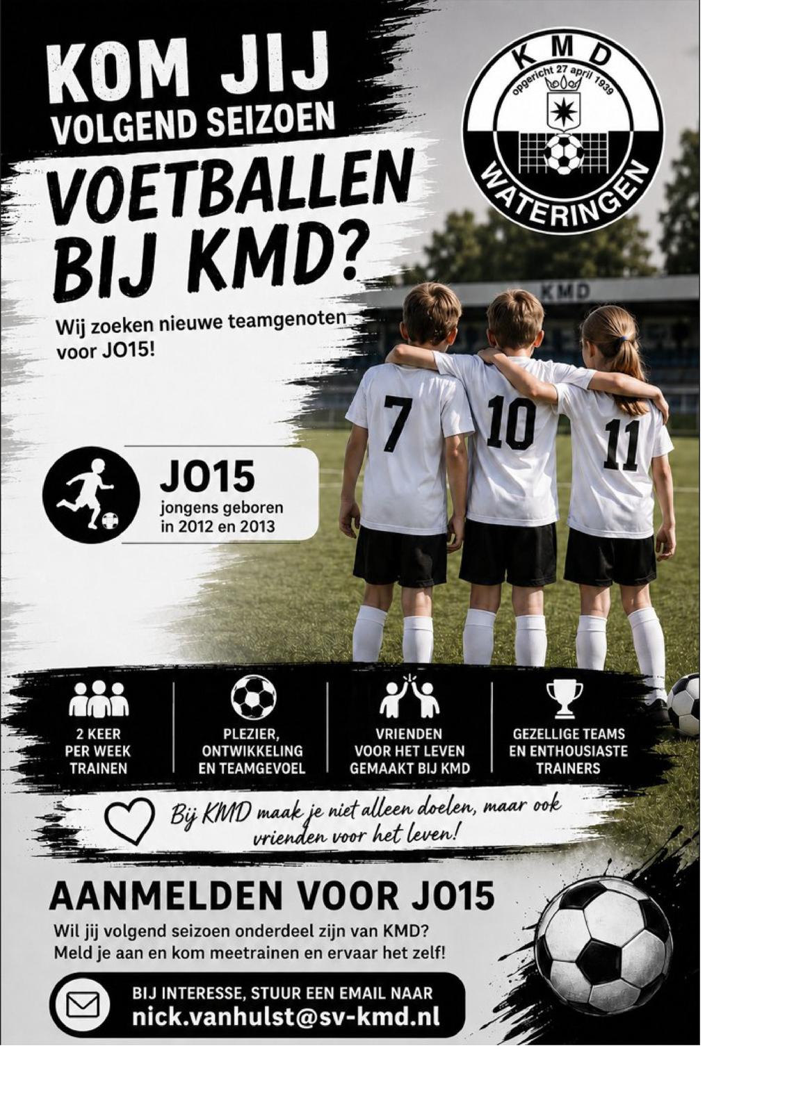 JO15 zoekt spelers nieuwe seizoen