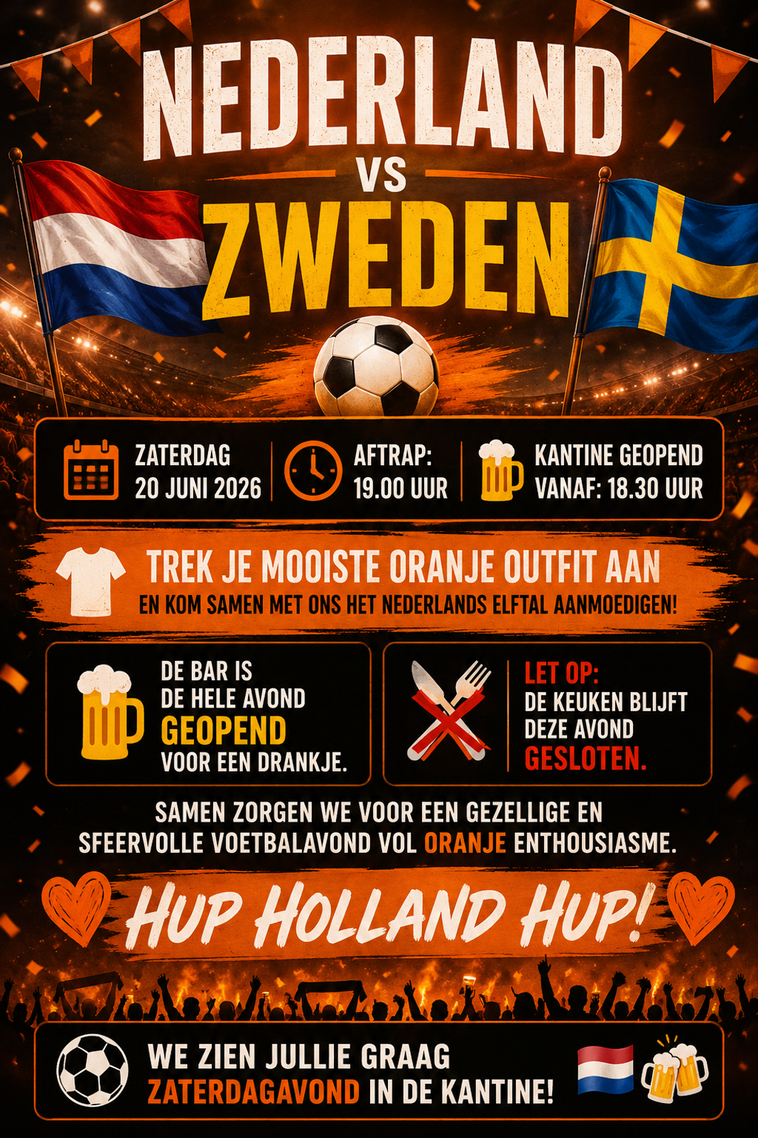 🧡⚽ AANSTAANDE ZATERDAG IS HET ZOVER! ⚽🧡