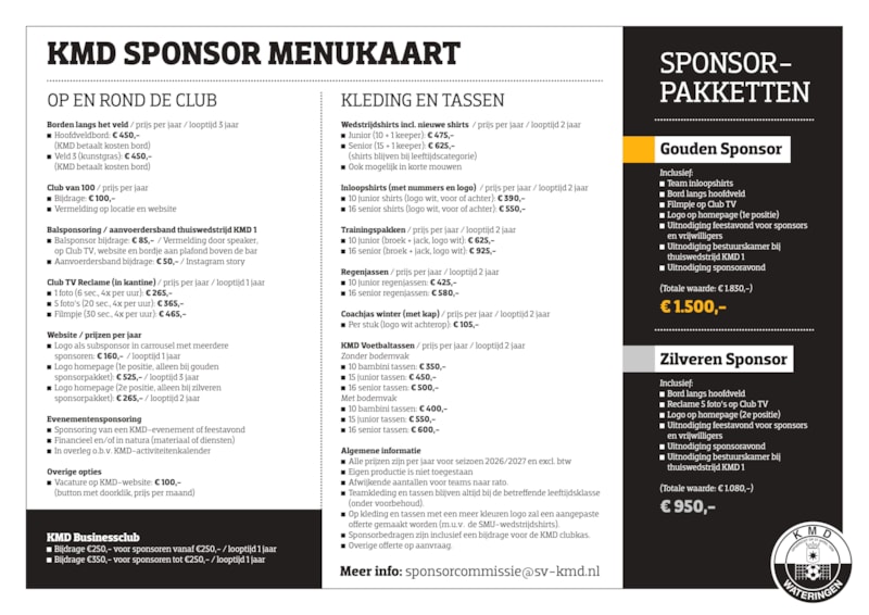 Sponsor menukaart 2026